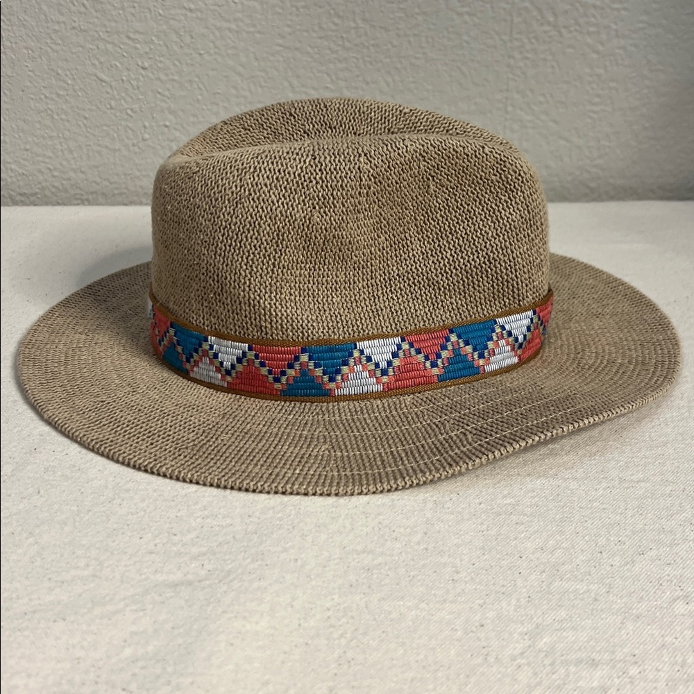 PrAna Cybil Knit Fedora Hat – Tan with Embroidered Band - Picture 6 of 8